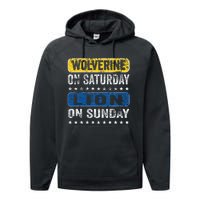 Vintage Wolverine On Saturday Lion On Sunday Detroit Performance Fleece Hoodie