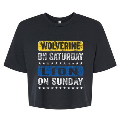 Vintage Wolverine On Saturday Lion On Sunday Detroit Bella+Canvas Jersey Crop Tee