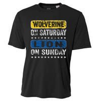 Vintage Wolverine On Saturday Lion On Sunday Detroit Cooling Performance Crew T-Shirt