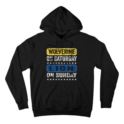 Vintage Wolverine On Saturday Lion On Sunday Detroit Hoodie