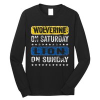 Vintage Wolverine On Saturday Lion On Sunday Detroit Long Sleeve Shirt