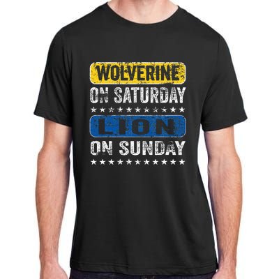 Vintage Wolverine On Saturday Lion On Sunday Detroit Adult ChromaSoft Performance T-Shirt