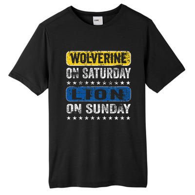 Vintage Wolverine On Saturday Lion On Sunday Detroit Tall Fusion ChromaSoft Performance T-Shirt