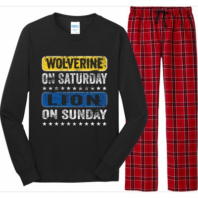 Vintage Wolverine On Saturday Lion On Sunday Detroit Long Sleeve Pajama Set