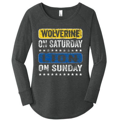 Vintage Wolverine On Saturday Lion On Sunday Detroit Women's Perfect Tri Tunic Long Sleeve Shirt