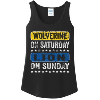 Vintage Wolverine On Saturday Lion On Sunday Detroit Ladies Essential Tank