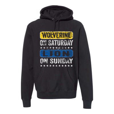 Vintage Wolverine On Saturday Lion On Sunday Detroit Premium Hoodie