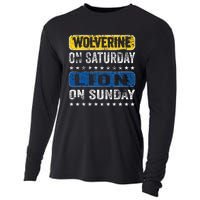 Vintage Wolverine On Saturday Lion On Sunday Detroit Cooling Performance Long Sleeve Crew