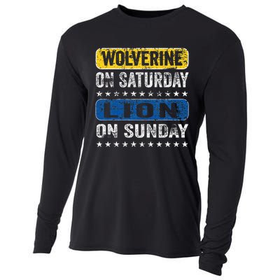 Vintage Wolverine On Saturday Lion On Sunday Detroit Cooling Performance Long Sleeve Crew