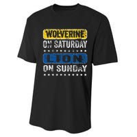 Vintage Wolverine On Saturday Lion On Sunday Detroit Performance Sprint T-Shirt