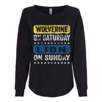 Vintage Wolverine On Saturday Lion On Sunday Detroit Womens California Wash Sweatshirt