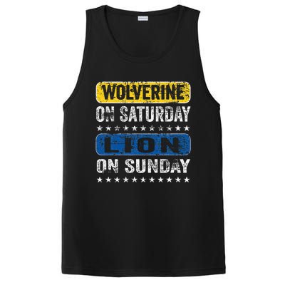 Vintage Wolverine On Saturday Lion On Sunday Detroit PosiCharge Competitor Tank