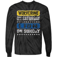 Vintage Wolverine On Saturday Lion On Sunday Detroit Tie-Dye Long Sleeve Shirt