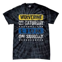 Vintage Wolverine On Saturday Lion On Sunday Detroit Tie-Dye T-Shirt