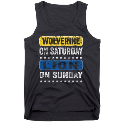 Vintage Wolverine On Saturday Lion On Sunday Detroit Tank Top