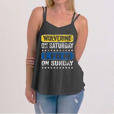 Vintage Wolverine On Saturday Lion On Sunday Detroit Women's Strappy Tank