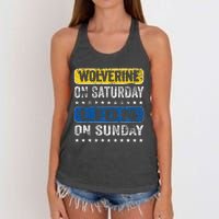 Vintage Wolverine On Saturday Lion On Sunday Detroit Women's Knotted Racerback Tank