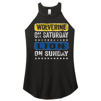 Vintage Wolverine On Saturday Lion On Sunday Detroit Women’s Perfect Tri Rocker Tank