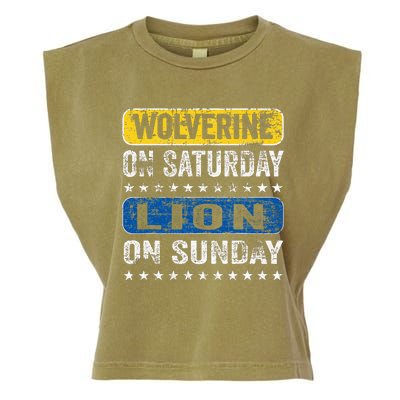 Vintage Wolverine On Saturday Lion On Sunday Detroit Garment-Dyed Women's Muscle Tee