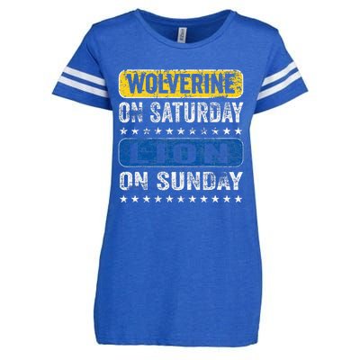 Vintage Wolverine On Saturday Lion On Sunday Detroit Enza Ladies Jersey Football T-Shirt