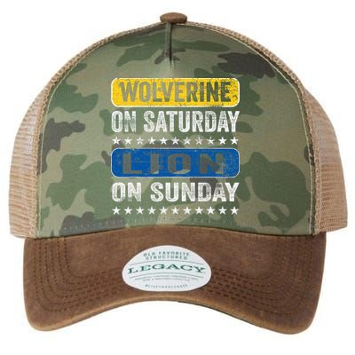 Vintage Wolverine On Saturday Lion On Sunday Detroit Legacy Tie Dye Trucker Hat