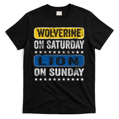 Vintage Wolverine On Saturday Lion On Sunday Detroit T-Shirt