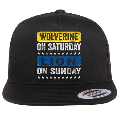 Vintage Wolverine On Saturday Lion On Sunday Detroit Flatbill Hat