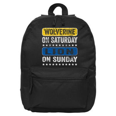 Vintage Wolverine On Saturday Lion On Sunday Detroit 16 in Basic Backpack