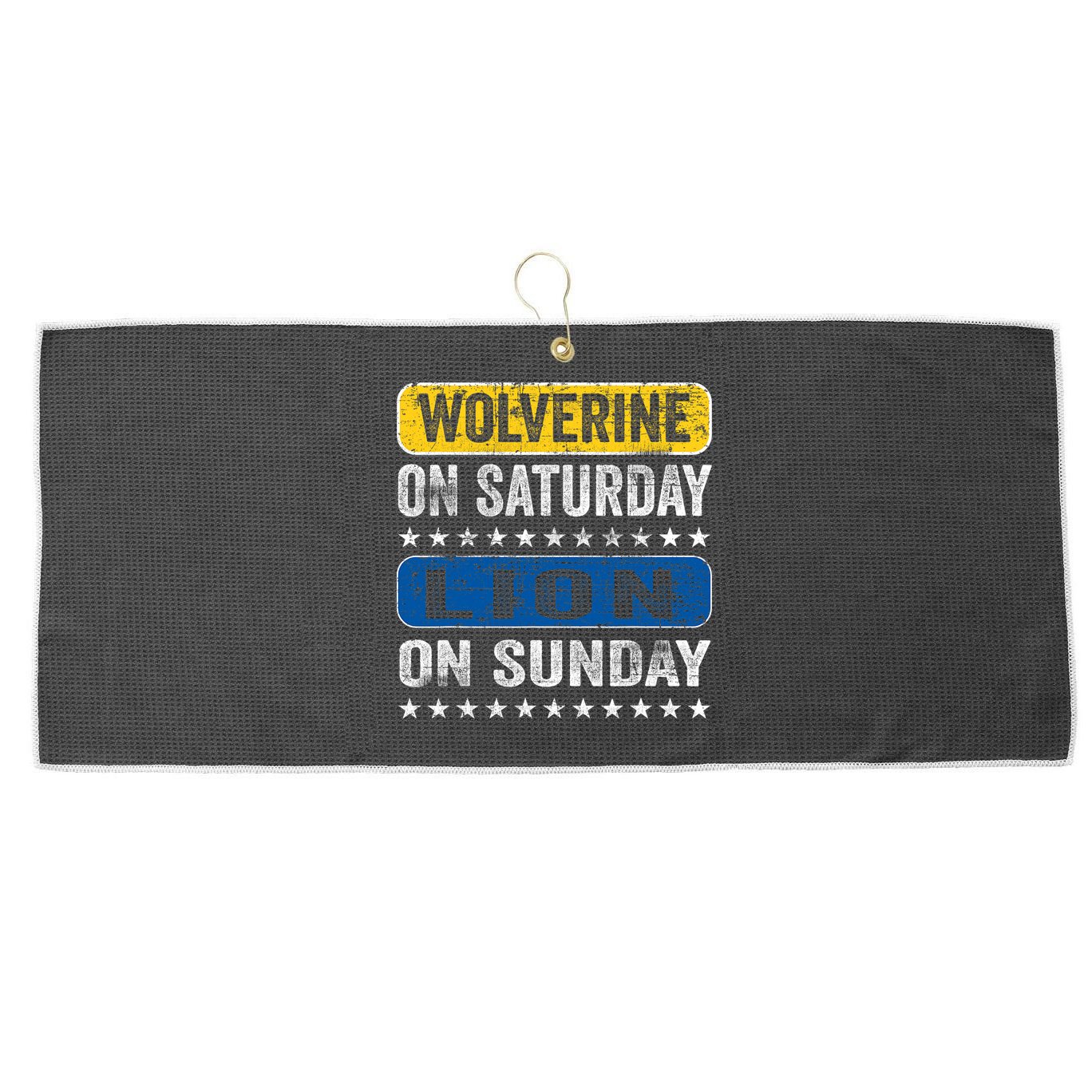 Vintage Wolverine On Saturday Lion On Sunday Detroit Large Microfiber Waffle Golf Towel