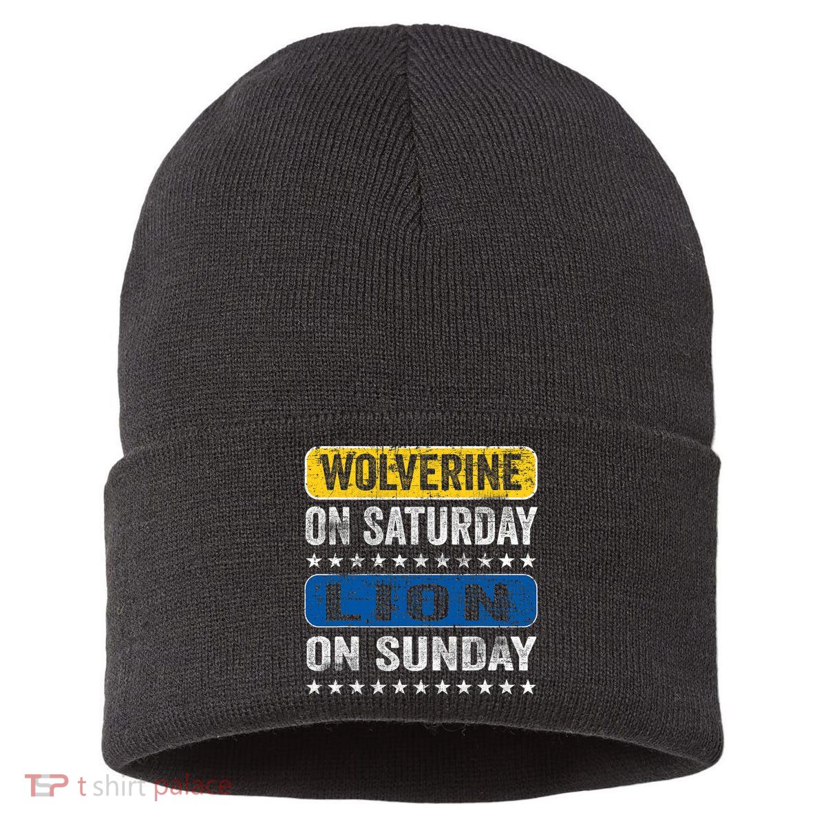 Vintage Wolverine On Saturday Lion On Sunday Detroit Sustainable Knit Beanie