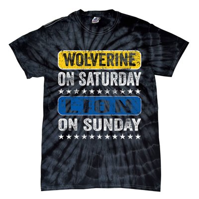 Vintage Wolverine On Saturday Lion On Sunday Detroit Tie-Dye T-Shirt