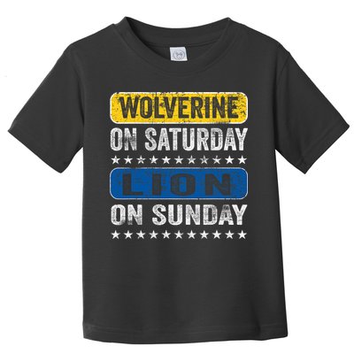Vintage Wolverine On Saturday Lion On Sunday Detroit Toddler T-Shirt
