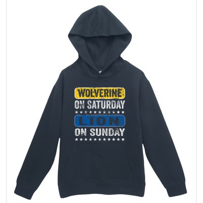 Vintage Wolverine On Saturday Lion On Sunday Detroit Urban Pullover Hoodie