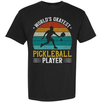 Vintage Worlds Okayest Pickleball Player Paddle Garment-Dyed Heavyweight T-Shirt