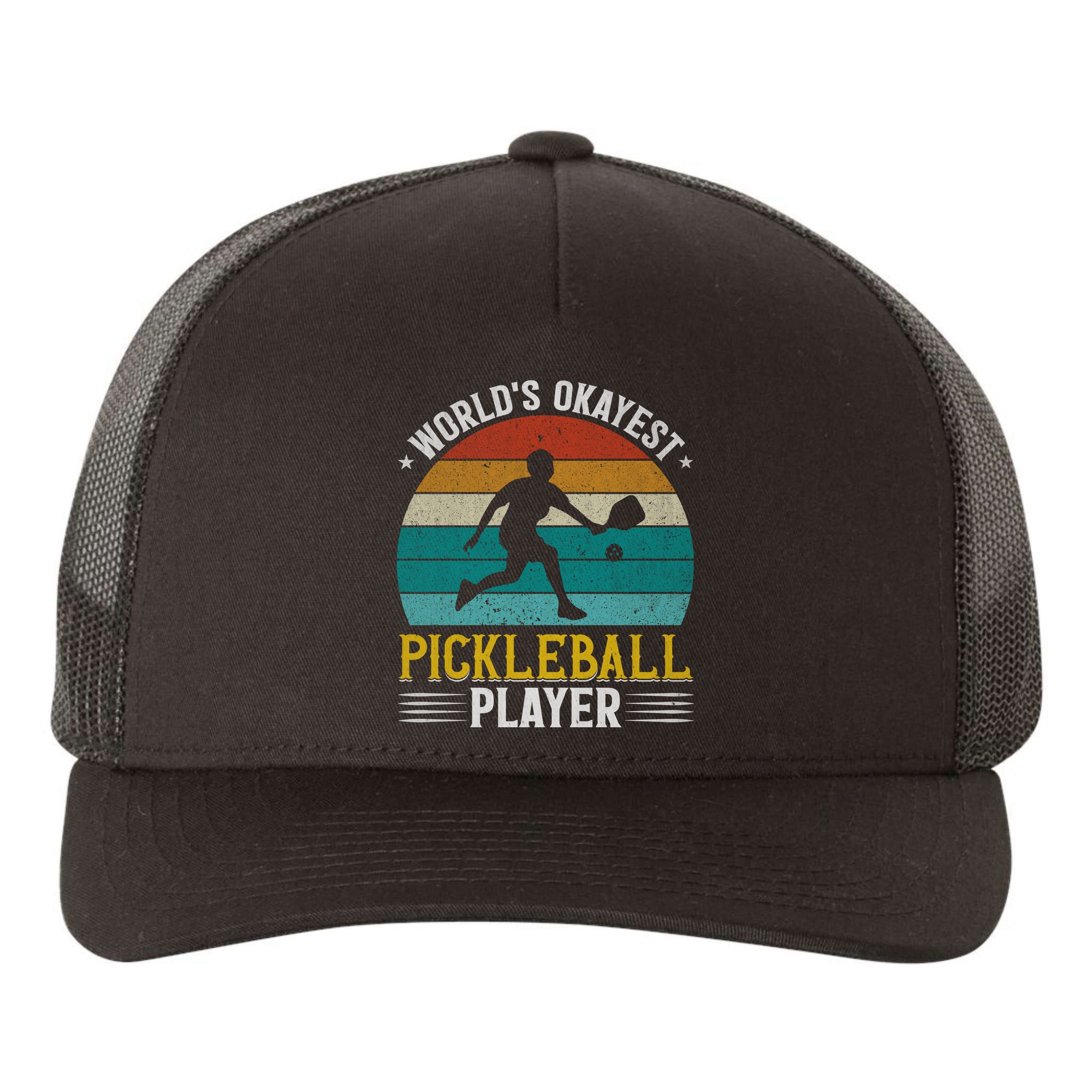 Vintage Worlds Okayest Pickleball Player Paddle Yupoong Adult 5-Panel Trucker Hat