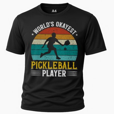 Vintage Worlds Okayest Pickleball Player Paddle Performance Shirt