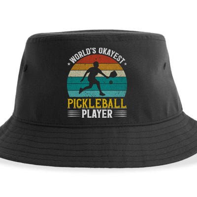 Vintage Worlds Okayest Pickleball Player Paddle Sustainable Bucket Hat