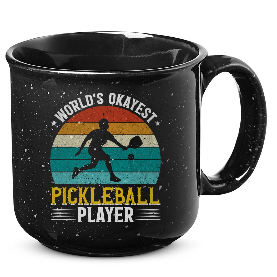 Vintage Worlds Okayest Pickleball Player Paddle 15oz Campfire Ceramic Mug