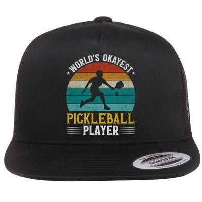 Vintage Worlds Okayest Pickleball Player Paddle Flatbill Hat