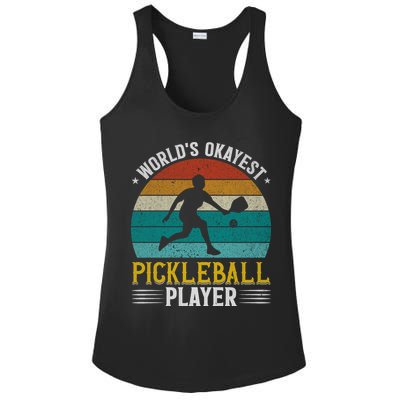 Vintage Worlds Okayest Pickleball Player Paddle Ladies PosiCharge Competitor Racerback Tank