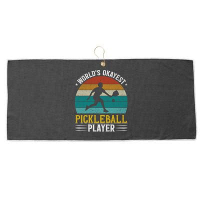 Vintage Worlds Okayest Pickleball Player Paddle Large Microfiber Waffle Golf Towel