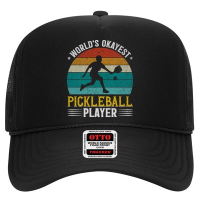 Vintage Worlds Okayest Pickleball Player Paddle Trucker Hat