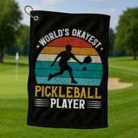 Vintage Worlds Okayest Pickleball Player Paddle Golf Towel
