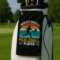 Vintage Worlds Okayest Pickleball Player Paddle Golf Towel
