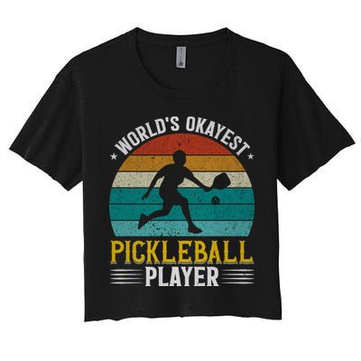 Vintage Worlds Okayest Pickleball Player Paddle Crop Top