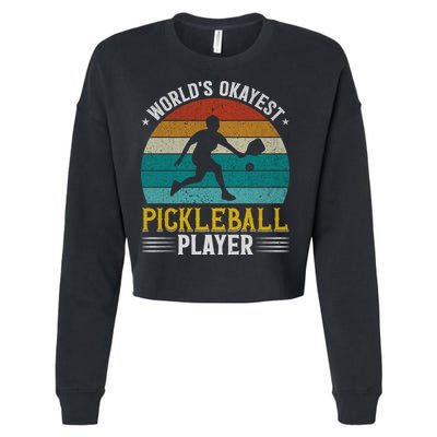 Vintage Worlds Okayest Pickleball Player Paddle Cropped Pullover Crew