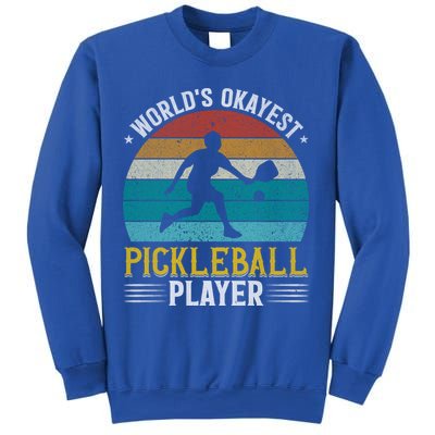 Vintage Worlds Okayest Pickleball Player Paddle Sweatshirt