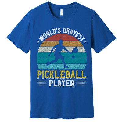 Vintage Worlds Okayest Pickleball Player Paddle Premium T-Shirt