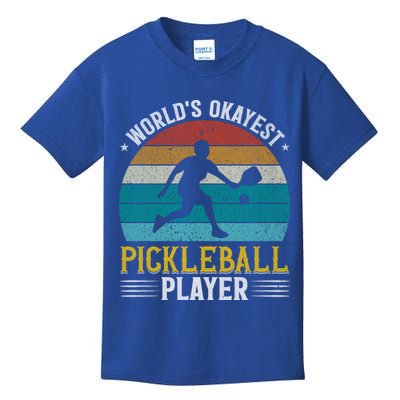 Vintage Worlds Okayest Pickleball Player Paddle Kids T-Shirt