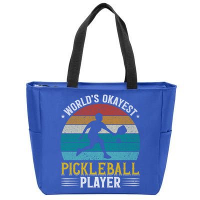 Vintage Worlds Okayest Pickleball Player Paddle Zip Tote Bag
